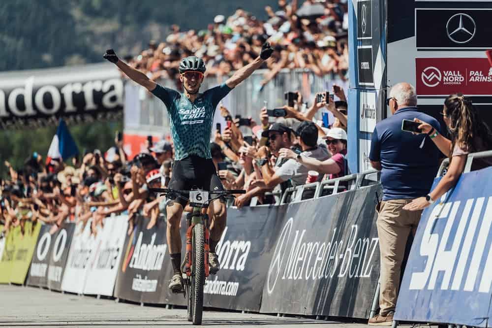 Luca Braidot performs at UCI XCO World Cup in Vallnord, Andorra on July 17, 2022